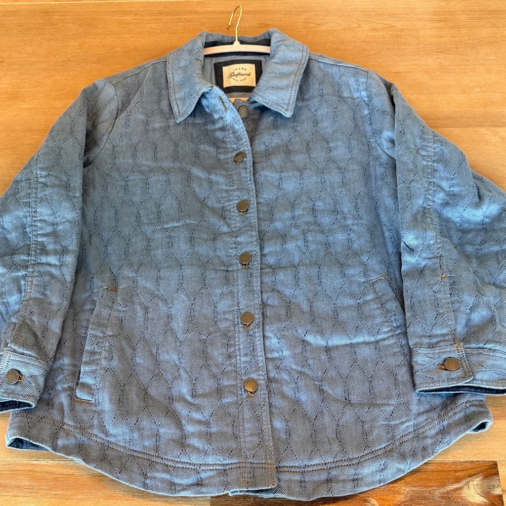 Blue Quilted Denim Jacket Shacket NWT